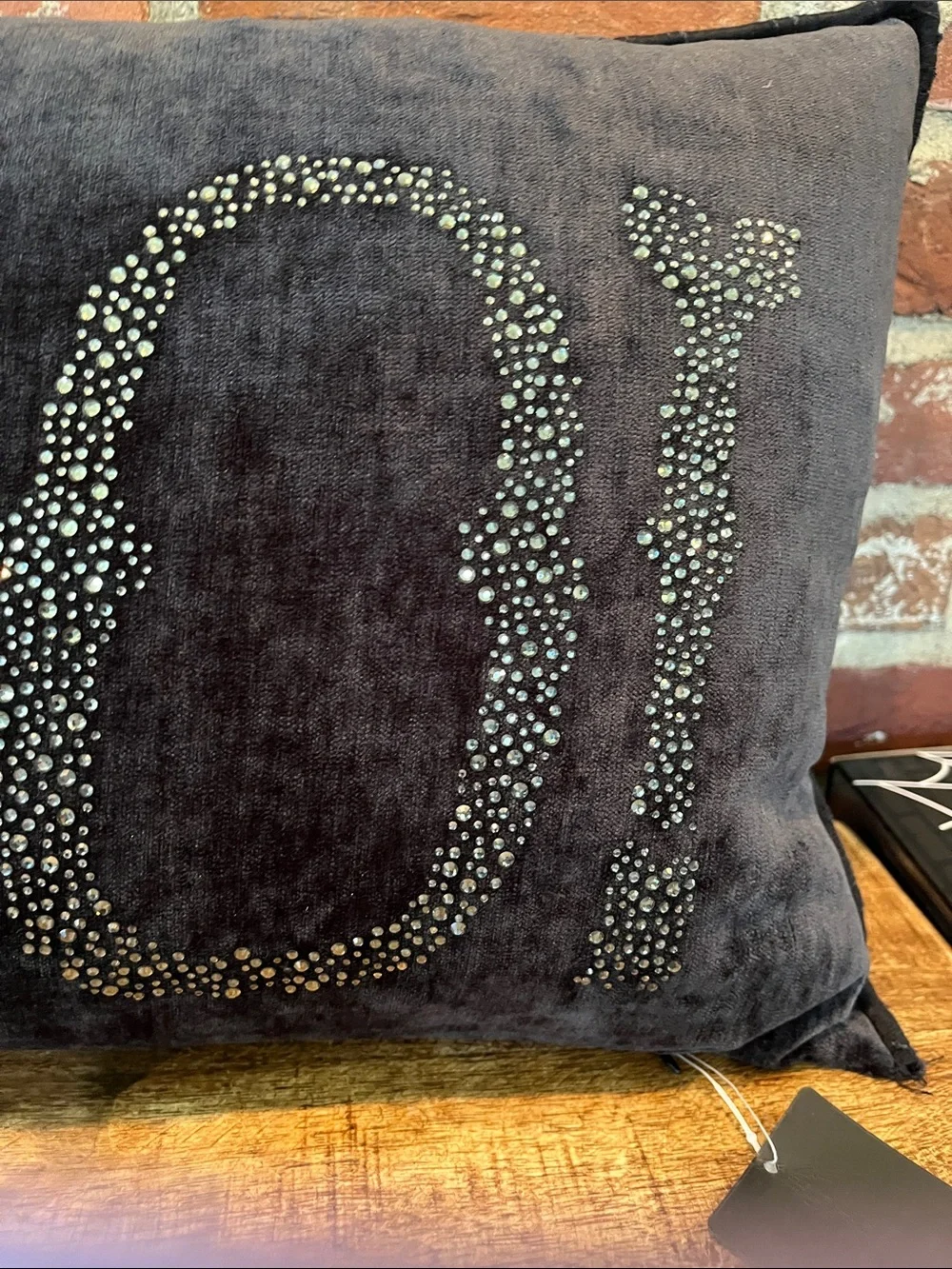 Black 'BOO!' Velvet Decorative Pillow - Designer Brand